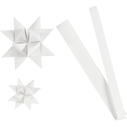 Stjernestrimler, B: 15+25 cm, diam. 6,5+11,5 cm, hvid, silke, 32striml