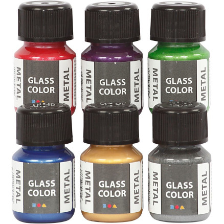 Glass Color Metal, ass. farver, 6x30 ml/ 1 pk.