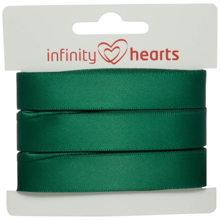 12: Infinity Hearts Satinbånd Dobbeltsidet 15mm 587 Mørk Grøn - 5m