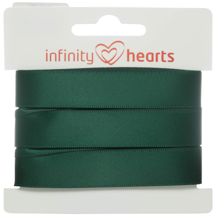 Infinity Hearts Satinbånd Dobbeltsidet 15mm 593 Armygrøn - 5m