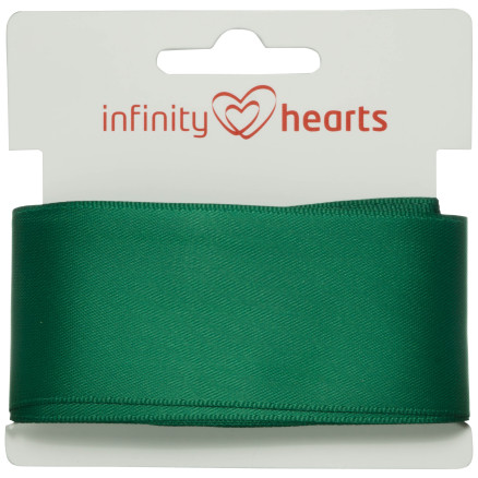 7: Infinity Hearts Satinbånd Dobbeltsidet 38mm 587 Mørk Grøn - 5m