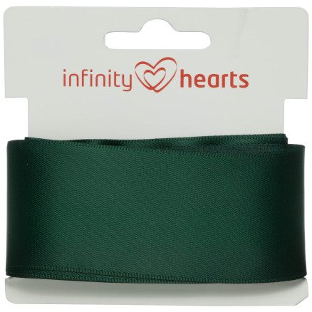 9: Infinity Hearts Satinbånd Dobbeltsidet 38mm 593 Armygrøn - 5m