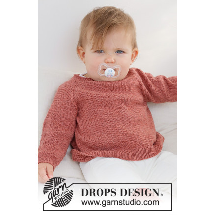 Rosy Cheeks Sweater by DROPS Design - Baby Bluse Strikkeopskrift str. thumbnail