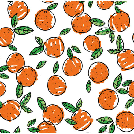 Bomuldsjersey Print Stof 150 cm 050 Appelsiner - 50cm