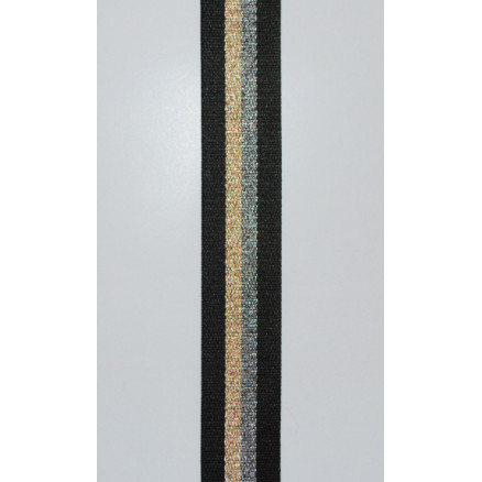 9: Taskestrop Polyester 38mm Sort/Guld/Sølv m/ Lurex - 50 cm