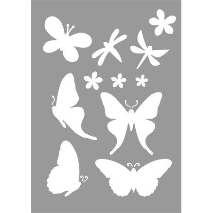 10: Stencils/Skabelon Sommerfugle/Blomster 21 x 29 cm