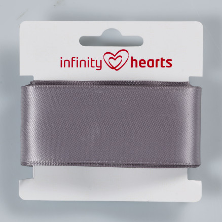 4: Infinity Hearts Satinbånd Dobbeltsidet 38mm 12 Sølv - 5m