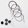 KnitPro Wire / Kabel til Udskiftelige Rundpinde 20 cm (Bliver 40cm inkl. pinde) Sort m/ guld samling