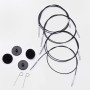 KnitPro Wire / Kabel til Udskiftelige Rundpinde 35 cm (Bliver 60cm inkl. pinde) Sort m/ sølv samling