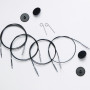 KnitPro Wire / Kabel (Swivel) til Udskiftelige Rundpinde 94 cm (Bliver 120cm inkl. pinde) Sort m/ sølv samling