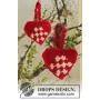 Heart Basket by DROPS Design - Julekurv Hækleopskrift 10 cm - 2 stk